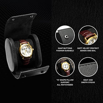 ROSELLE Watch Case for Men and Women with Suede Lining - Watch Roll Travel Case - Storage Organizer and Display(Black Cross-1 Slot) - color: Black-1