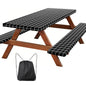 Picnic Table Cover with Bench Covers, Fitted 6ft Waterproof Tablecloth Set for Outdoor Camping & RV - Includes 1 Table Cover & 2 Bench Covers with Drawstring Storage Bag, 30"x72", White Black Grid - color: White Black Grid