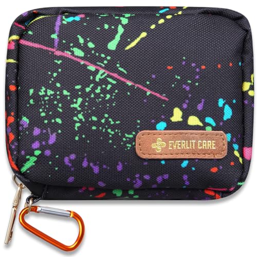 EVERLIT Mini Rescue Pack | 105 Medical Essentials Organized in Portable Storage Bag | Pocket Size Kids First Aid Kit with D Ring | Small Family-Friendly Travel Medical Kit (Splatter) - color: Splatter