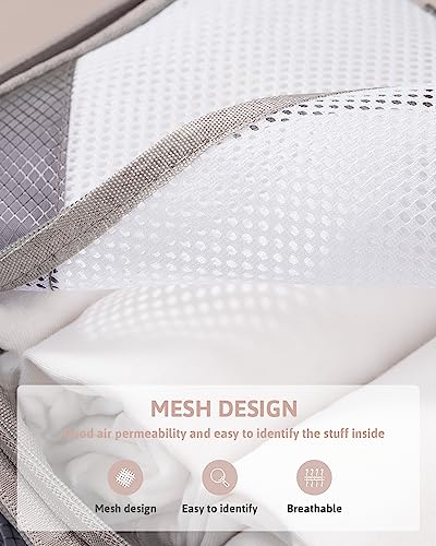 Meowoo 7 Set Compression Packing Cubes for Travel, Durable Ripstop Mesh Suitcase Organizer with Shoe Bag, Ultralight & Expandable Space Saver Travel Cubes - color: Gray