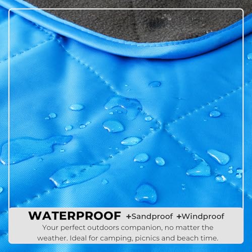 BRAWNTIDE Large Waterproof Outdoor Blanket, Extra Thick Fleece, Warm, Windproof & Sandproof, Quilted Stadium Blanket for Sports Events, Beach, Camping, Picnics, Dogs & Car, 82" x 55 - color: Royal Blue