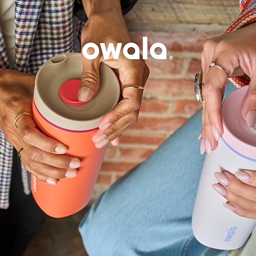 Owala SmoothSip Slider Insulated Stainless Steel Coffee Tumbler, Reusable Iced Coffee Cup, Hot Coffee Travel Mug, BPA Free 20 oz, Vanilla Bean - color: Vanilla Bean, size: 20 Ounces