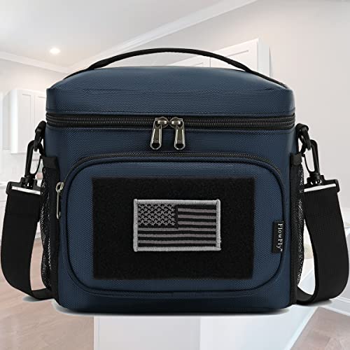 FlowFly Lunch Bag, Insulated Cooler, Thermal Lunch Box Tote with MOLLE/PALS Webbing, Adjustable Padded Shoulder Strap, for Tactical Men Women Adults and Boys Girls Kids (Cyan, Medium) - color: Cyan, size: Medium