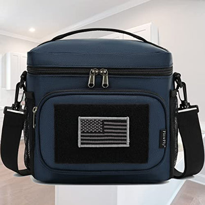 FlowFly Lunch Bag, Insulated Cooler, Thermal Lunch Box Tote with MOLLE/PALS Webbing, Adjustable Padded Shoulder Strap, for Tactical Men Women Adults and Boys Girls Kids (Cyan, Medium) - color: Cyan, size: Medium