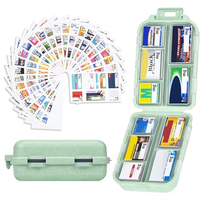 Green Foldable Pill Organizer with 189 Labels - Travel Medicine Kit (1 Pack) - color: Straw Green, size: Large