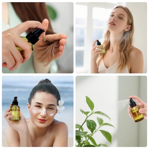 Segbeauty 6pcs 2oz Glass Pump Bottle Dispenser of 3pcs Travel Lotion Container, 3pcs Travel Spray Bottle, 60ml Refillable Perfume Atomizer Empty Lotion Bottles, Small Glass Bottles for Toiletries - size: 2oz+2 fl oz