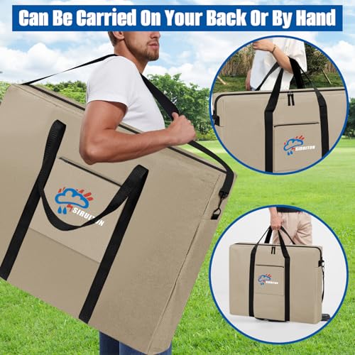 SIRUITON Folding Table Storage Bag, Portable 600D WaterProof Carry Bag for Folding Picnic/Camp Tables with Reinforcing Plate & Shoulder Strap, 25" D x 25" W x4.7 H Fits 4FT Folding Tables - size: Khaki - 4ft Folding Tables Bag