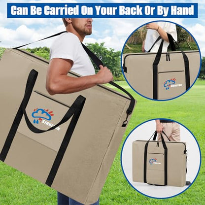 SIRUITON Folding Table Storage Bag, Portable 600D WaterProof Carry Bag for Folding Picnic/Camp Tables with Reinforcing Plate & Shoulder Strap, 25" D x 25" W x4.7 H Fits 4FT Folding Tables - size: Khaki - 4ft Folding Tables Bag