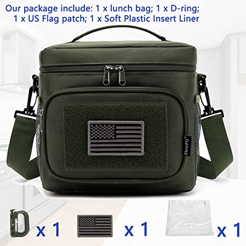 FlowFly Tactical Lunch Bag Large Insulated Lunch Box Cooler Tote for Men, Women with MOLLE/PALS Webbing (Army#Green, Medium) - color: Army#Green, size: Medium
