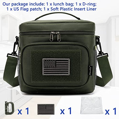 FlowFly Tactical Lunch Bag Large Insulated Lunch Box Cooler Tote for Men, Women with MOLLE/PALS Webbing (Army#Green, Medium) - color: Army#Green, size: Medium