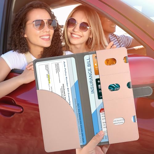 RSAquar Vehicle Glove Box Organizer - Car Document Holder for Cards, Driver License & Essential Documents, JD-Rose Gold - color: JD-Rose Gold