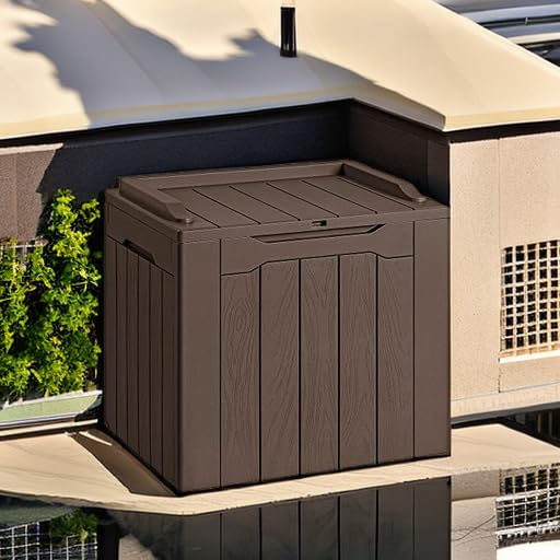Devoko 30 Gallon Resin Deck Box Outdoor Indoor Waterproof Storage Box for Patio Furniture Pool Accessories Storage for Cushion Garden Tools (30 Gallon, Brown) - color: Brown, size: 30 Gallon 1 Pack