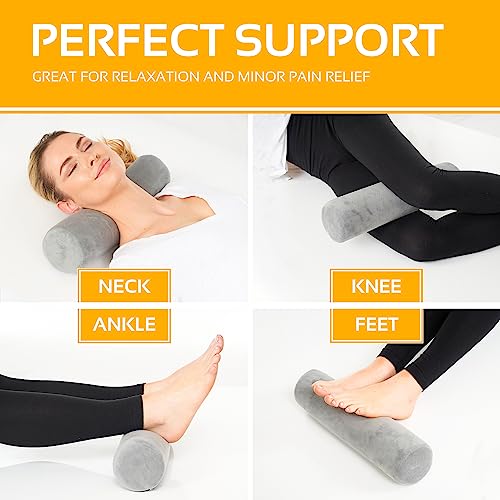 AllSett Health 2 Pack Neck Roll Cervical Pillow for Neck Pain Relief - Memory Foam Neck Pillow for Bed | Round Neck Pillows for Sleeping | Bolster Pillow for Bed, Legs and Back - style: 17x4 Inch, Firm, 2 Pack