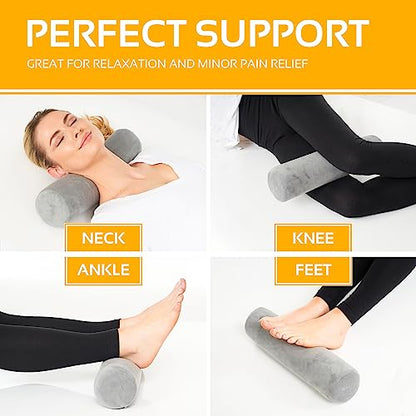 AllSett Health 2 Pack Neck Roll Cervical Pillow for Neck Pain Relief - Memory Foam Neck Pillow for Bed | Round Neck Pillows for Sleeping | Bolster Pillow for Bed, Legs and Back - style: 17x4 Inch, Firm, 2 Pack