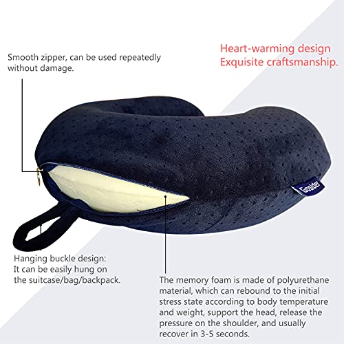 Memory Foam Travel Pillow, Comfortable Travel Neck Pillow U Shape, Support Neck and Head to Relieve Fatigue, Portable Neck Pillow Suitable for Planes, Trains, Self-Driving Cars - color: Navy Blue