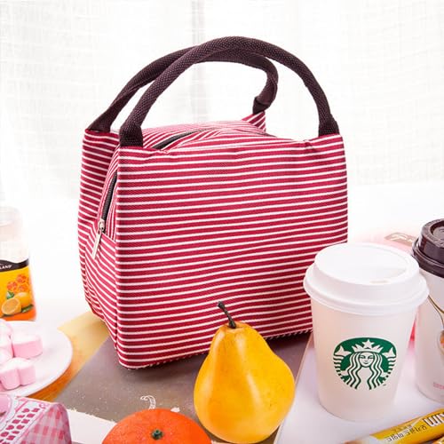 2PCS Lunch Bags Reusable Lunch Tote Bags Portable Lunch Cooler Bag Lunch Holder Insulated Lunch Box Bag for Picnic Office Beach (Blue+Red) - color: Blue+Red