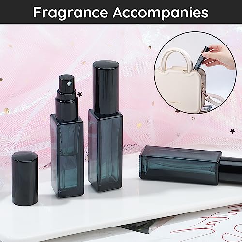 Segbeauty Glass Perfume Bottles, 5 Pack 10ML Refillable Mini Perfume Bottle Travel, Portable Leak-proof Square Spray Pump Bottle Atomizer Dispensing Containers with Lids for Fragrance Essential Oil - color: Dark Blue-black, style: Mini Bottles