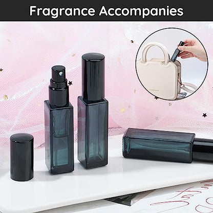 Segbeauty Glass Perfume Bottles, 5 Pack 10ML Refillable Mini Perfume Bottle Travel, Portable Leak-proof Square Spray Pump Bottle Atomizer Dispensing Containers with Lids for Fragrance Essential Oil - color: Dark Blue-black, style: Mini Bottles