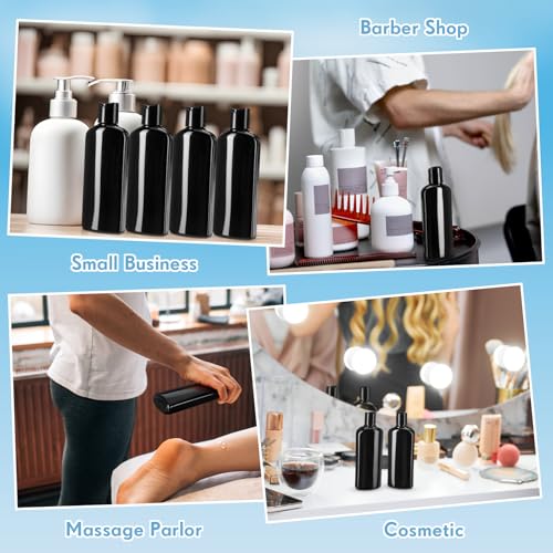 Domensi 24 Pcs Plastic Bottle Squeeze Containers with Disc Cap Travel Bottles Reusable Empty Toiletries Shampoo Containers Refillable Travel bottles for Shampoo Lotions (6.8oz,Pure Black) - color: Pure Black, size: 6.8oz