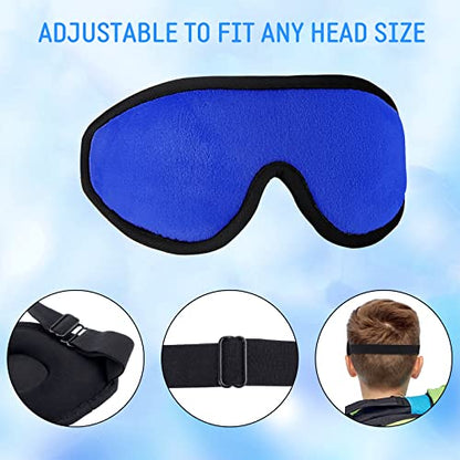2 Pieces 3D Sleep Mask for Kids Memory Foam Contoured Eye Mask, Travel Sleep Eye Cover with Adjustable Strap, 3D Blindfolds(Blue and Green) - color: Blue and Green