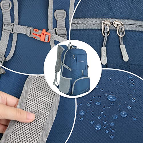 ZOMAKE Lightweight Packable Backpack 35L, Light Foldable Backpacks Water Resistant Collapsible Hiking Bag, Compact Folding Day Pack for Travel Camping(Navy Blue) - color: Navy Blue