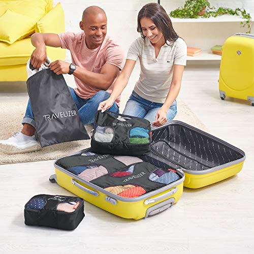 Travel Packing Cubes 5 pcs Luggage Organizer Set for Bag & Suitcase - color: Anthracite