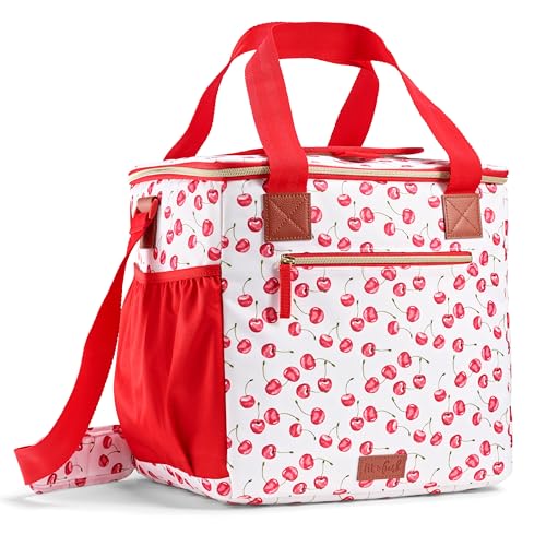 Fit & Fresh, 24-Can Soft Cooler Bag Insulated Leak-Resistant, Portable Soft Cooler, Large Cooler, Soft Sided Cooler Bag, Travel Cooler, Cherry - color: Cherry