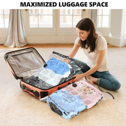 12 Pack Travel Vacuum Bags with Wireless Pump, Compression Packing Bags for Luggage and Suitcase, 3 Sizes (20/24/28 Inch) Space Save for Clothing Clothes
