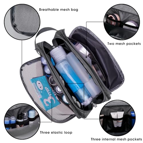 Toiletry Bag for Men Hanging Dopp Kit Water Resistant Shaving Bag Small Toiletry Bag for Traveling (Denim Grey) - color: Denim Grey