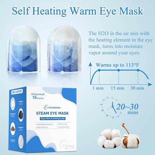 16Packs Steam Eye Mask, Heated Eye Mask for Sleeping, Warm Compress for Eyes, Self Heating Disposal Steam Mask for Home Sleep, Office, Spa, Travel Essentials Mothers Day Gifts (Unscented) - color: 16Packs Unscented