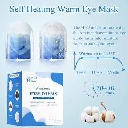 16Packs Steam Eye Mask, Heated Eye Mask for Sleeping, Warm Compress for Eyes, Self Heating Disposal Steam Mask for Home Sleep, Office, Spa, Travel Essentials Mothers Day Gifts (Unscented) - color: 16Packs Unscented
