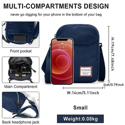 SEAFEW Mini Crossbody Bag Shoulder Bag for Men, Small Messenger Satchel Bag for Women - color: Dark Blue - Standard