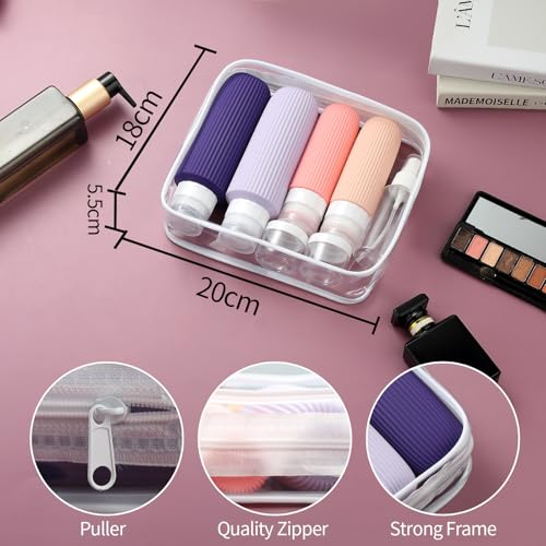 Mrsdry 16 Pack Travel Bottles for Toiletries, Large 6oz Silicone Travel Containers with No-Drip Valve and Wide Opening - color: Purple, size: Large