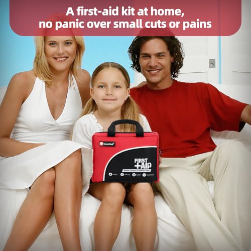 First Aid Kit -160 Pieces Compact and Lightweight - Including Cold (Ice) Pack, Emergency Blanket, Moleskin Pad,Perfect for Travel, Home, Office, Car, Camping, Workplace (Red)