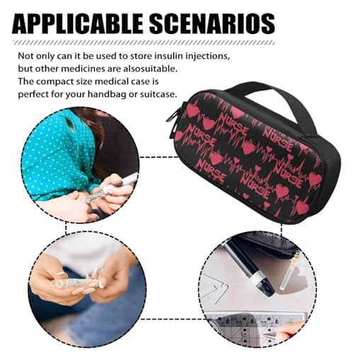 Love Heart ECG Printed Insulin Pen Cooler Travel Case for Women Nurse Adults Diabetic Medication Insulated Cool Organizer Carrying Case for Diabetes Travel Kit - color: Love Ecg