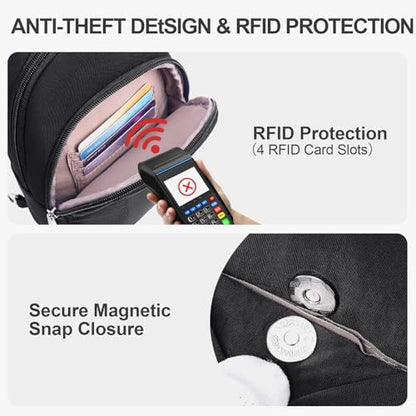Small Sling Bag for Women, Puffer Crossbody Bag Anti Theft Travel RFID Purses Fanny Packs for Travel Hiking - color: Black