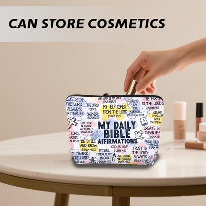 Motivational Christian Bible Verse Gifts for Women Girls Inspirational Makeup Cosmetic Bag Religious Confirmation Baptism Gifts for Christian Affirmation Scripture Toiletry Skincare Bags - color: Daily Bible