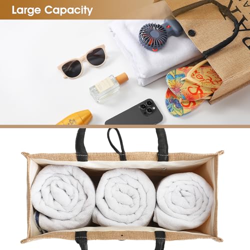 Trifabricy Beach Bag for Women, Woven Straw Beach Tote Bag Waterproof, Weaving Swim Gym Shopping Travel Bags with Button - color: Classic-paris