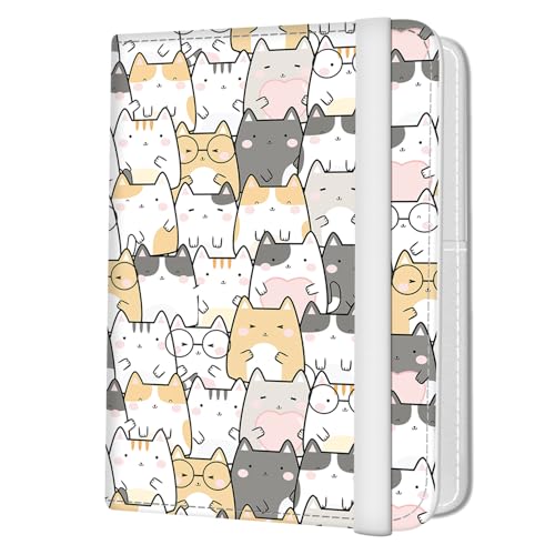 Passport Holder for Travel Essentials, Leather RFID Blocking Passport Wallet Cover Case, Cute Passport Book Holders for Women and Men Cute Cats - color: Cute Cats