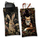 Eyeglasses Sunglasses Case PU Soft Squeeze Top Glasses Pouch for Women Men,Animal Pattern Portable Anti Scratch - color: Brown-rabbit and Fox