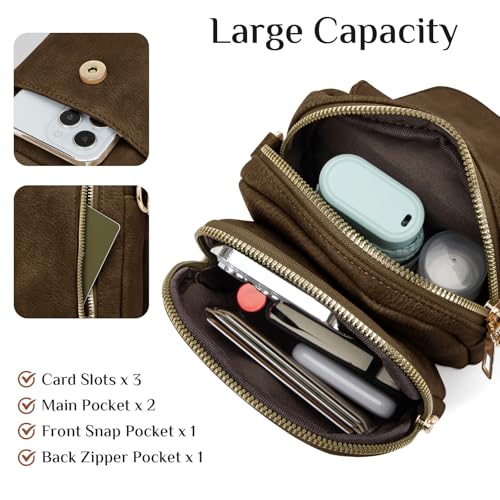 Fashion Small Crossbody Bags for Women Trendy Designer Cell Phone Purses Wallets with Card Holder Anti Theft Travel - color: Coffee