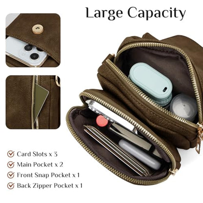 Fashion Small Crossbody Bags for Women Trendy Designer Cell Phone Purses Wallets with Card Holder Anti Theft Travel - color: Coffee