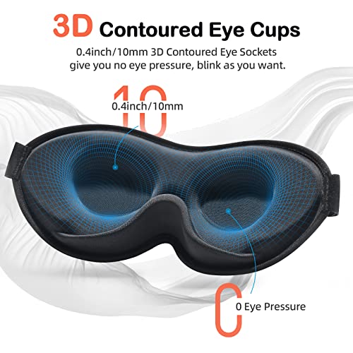 INNELO Sleep Mask for Side Sleeper, Eye Mask Sleeping Women Men, 100% Light Blocking 3D Contoured Cup Sleeping Mask Soft No Eye Pressure Cover Blindfold Night Shade for Travel Nap Yoga, Black - color: Black