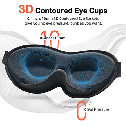 INNELO Sleep Mask for Side Sleeper, Eye Mask Sleeping Women Men, 100% Light Blocking 3D Contoured Cup Sleeping Mask Soft No Eye Pressure Cover Blindfold Night Shade for Travel Nap Yoga, Black - color: Black
