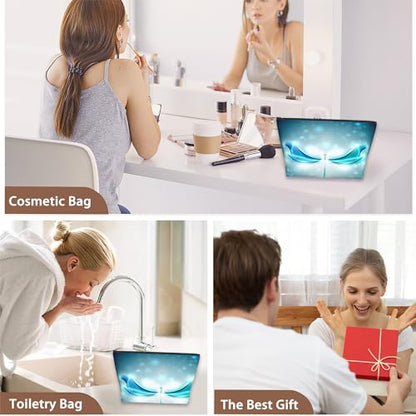 Blue Glowing Dragonfly Cosmetic Bag Abstract Makeup Bags,Travel Make up Bags for Women Girls Cute Zipper Pouch Toiletry Organizer Bag Travel Essentials - color: Blue Glowing Dragonfly
