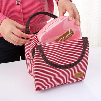 Lunch Bags Reusable Lunch Tote Bags Portable Lunch Cooler Bag Lunch Holder Insulated Lunch Box Bag for Picnic Office Beach (Red) - color: Red
