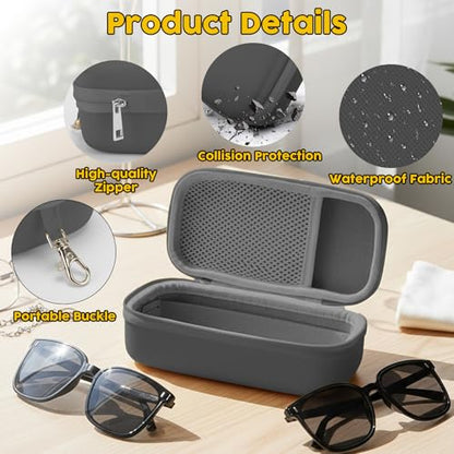 Double Eyeglasses Case,Hard Shell Glasses Case Travel Sunglasses Organizer with Adjustable Slot & Clip for Men Women - color: Grey