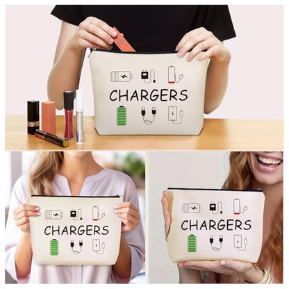 Charger Makeup Bag: Charging Cord Electronics Accessories Themed Cosmetic & Toiletry Organizer Pouch For Teen Girls & Women.Ideal Gift For Travel, Birthdays, & Christmas. - style: Chargers
