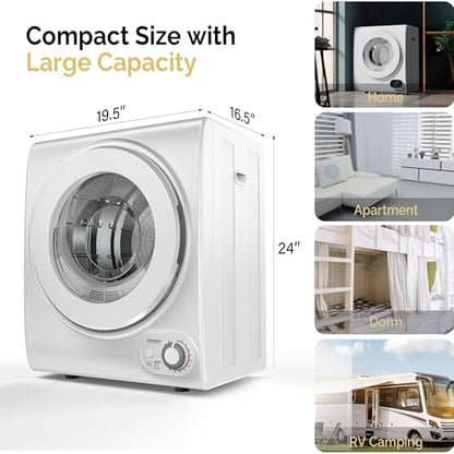 ROVSUN 110V Portable Clothes Dryer, High End Laundry Front Load Tumble Dryer Machine with Stainless Steel Tub & Simple Control Knob for Apartment, Dorm-850W, White - style: 1.5 CU. FT.