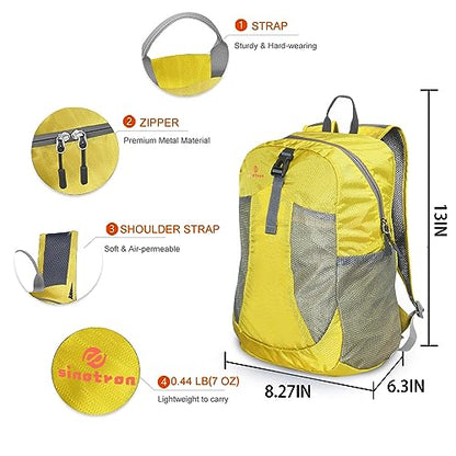 sinotron 22L Lightweight Packable Hiking Backpack, Small Hiking Backpack Day Pack for Women Men Travel Camping Vacation - color: Yellow